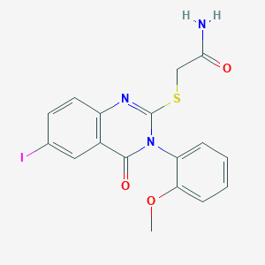 molecular formula C17H14IN3O3S B4136848 2-{[6-iodo-3-(2-methoxyphenyl)-4-oxo-3,4-dihydro-2-quinazolinyl]thio}acetamide 