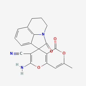 2-amino-7-methyl-2',5-dioxo-5',6'-dihydro-4'H,5H-spiro[pyrano[4,3-b]pyran-4,1'-pyrrolo[3,2,1-ij]quinoline]-3-carbonitrile