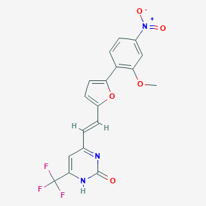 molecular formula C18H12F3N3O5 B413693 4-[2-(5-{4-nitro-2-methoxyphenyl}-2-furyl)vinyl]-6-(trifluoromethyl)-2(3H)-pyrimidinone 
