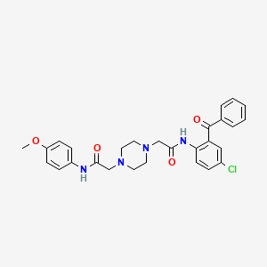 molecular formula C28H29ClN4O4 B4136938 2-(4-{2-[(2-benzoyl-4-chlorophenyl)amino]-2-oxoethyl}-1-piperazinyl)-N-(4-methoxyphenyl)acetamide 