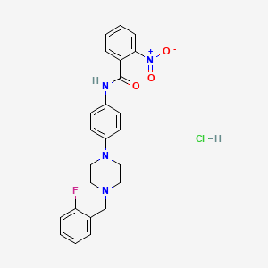 molecular formula C24H24ClFN4O3 B4136940 N-{4-[4-(2-fluorobenzyl)-1-piperazinyl]phenyl}-2-nitrobenzamide hydrochloride 