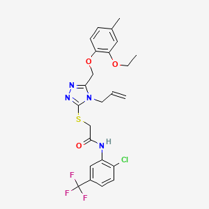 molecular formula C24H24ClF3N4O3S B4136965 2-({4-allyl-5-[(2-ethoxy-4-methylphenoxy)methyl]-4H-1,2,4-triazol-3-yl}thio)-N-[2-chloro-5-(trifluoromethyl)phenyl]acetamide 