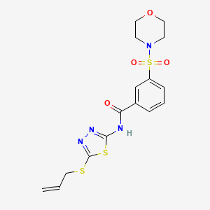 molecular formula C16H18N4O4S3 B4136987 N-[5-(allylthio)-1,3,4-thiadiazol-2-yl]-3-(4-morpholinylsulfonyl)benzamide 