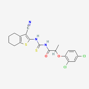 molecular formula C19H17Cl2N3O2S2 B4137004 N-{[(3-cyano-4,5,6,7-tetrahydro-1-benzothien-2-yl)amino]carbonothioyl}-2-(2,4-dichlorophenoxy)propanamide 