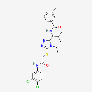molecular formula C24H27Cl2N5O2S B4137009 N-{1-[5-({2-[(3,4-dichlorophenyl)amino]-2-oxoethyl}thio)-4-ethyl-4H-1,2,4-triazol-3-yl]-2-methylpropyl}-3-methylbenzamide 