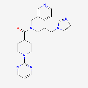 molecular formula C22H27N7O B4137016 N-[3-(1H-imidazol-1-yl)propyl]-N-(pyridin-3-ylmethyl)-1-pyrimidin-2-ylpiperidine-4-carboxamide 