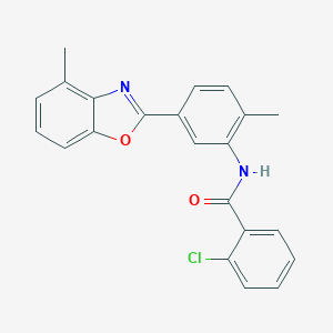 molecular formula C22H17ClN2O2 B413702 2-chloro-N-[2-methyl-5-(4-methyl-1,3-benzoxazol-2-yl)phenyl]benzamide 