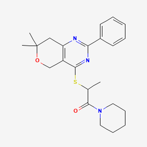 molecular formula C23H29N3O2S B4137031 7,7-dimethyl-4-{[1-methyl-2-oxo-2-(1-piperidinyl)ethyl]thio}-2-phenyl-7,8-dihydro-5H-pyrano[4,3-d]pyrimidine 