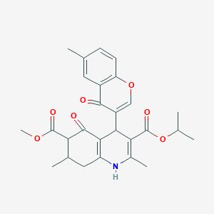 molecular formula C27H29NO7 B4137067 3-isopropyl 6-methyl 2,7-dimethyl-4-(6-methyl-4-oxo-4H-chromen-3-yl)-5-oxo-1,4,5,6,7,8-hexahydro-3,6-quinolinedicarboxylate 