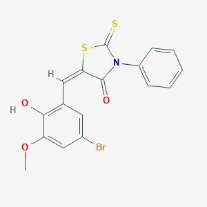 molecular formula C17H12BrNO3S2 B413712 5-(5-Bromo-2-hydroxy-3-methoxybenzylidene)-3-phenyl-2-thioxo-1,3-thiazolidin-4-one 