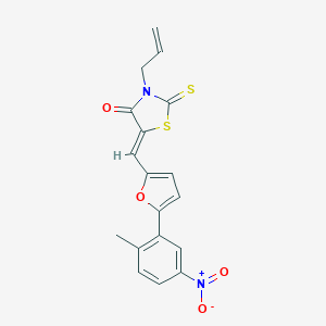 molecular formula C18H14N2O4S2 B413713 3-Allyl-5-[(5-{5-nitro-2-methylphenyl}-2-furyl)methylene]-2-thioxo-1,3-thiazolidin-4-one 