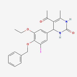 molecular formula C22H23IN2O4 B4137130 5-acetyl-4-[4-(benzyloxy)-3-ethoxy-5-iodophenyl]-6-methyl-3,4-dihydro-2(1H)-pyrimidinone 