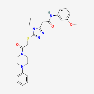 molecular formula C25H30N6O3S B4137146 2-(4-ethyl-5-{[2-oxo-2-(4-phenyl-1-piperazinyl)ethyl]thio}-4H-1,2,4-triazol-3-yl)-N-(3-methoxyphenyl)acetamide 
