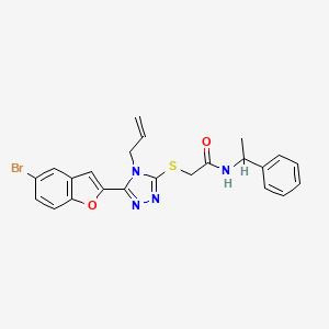 molecular formula C23H21BrN4O2S B4137171 2-{[4-allyl-5-(5-bromo-1-benzofuran-2-yl)-4H-1,2,4-triazol-3-yl]thio}-N-(1-phenylethyl)acetamide 