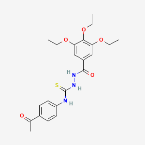 molecular formula C22H27N3O5S B4137185 N-(4-acetylphenyl)-2-(3,4,5-triethoxybenzoyl)hydrazinecarbothioamide 