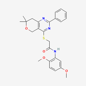 molecular formula C25H27N3O4S B4137191 N-(2,5-dimethoxyphenyl)-2-[(7,7-dimethyl-2-phenyl-7,8-dihydro-5H-pyrano[4,3-d]pyrimidin-4-yl)thio]acetamide 