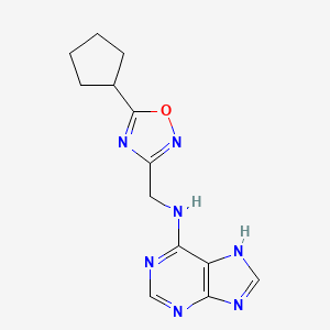 molecular formula C13H15N7O B4137209 N-[(5-cyclopentyl-1,2,4-oxadiazol-3-yl)methyl]-9H-purin-6-amine trifluoroacetate 
