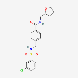 molecular formula C19H21ClN2O4S B4137225 4-({[(3-chlorophenyl)sulfonyl]amino}methyl)-N-(tetrahydro-2-furanylmethyl)benzamide 