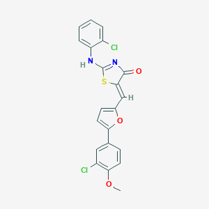 molecular formula C21H14Cl2N2O3S B413724 (5Z)-2-(2-chloroanilino)-5-[[5-(3-chloro-4-methoxyphenyl)furan-2-yl]methylidene]-1,3-thiazol-4-one 