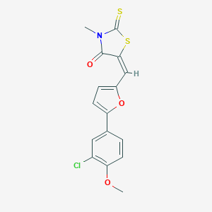 molecular formula C16H12ClNO3S2 B413726 5-{[5-(3-Chloro-4-methoxyphenyl)-2-furyl]methylene}-3-methyl-2-thioxo-1,3-thiazolidin-4-one 