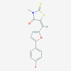 molecular formula C15H10FNO2S2 B413728 5-{[5-(4-Fluorophenyl)-2-furyl]methylene}-3-methyl-2-thioxo-1,3-thiazolidin-4-one 