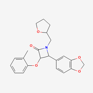 molecular formula C22H23NO5 B4137290 4-(1,3-benzodioxol-5-yl)-3-(2-methylphenoxy)-1-(tetrahydro-2-furanylmethyl)-2-azetidinone 
