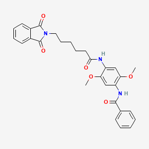 molecular formula C29H29N3O6 B4137298 N-(4-{[6-(1,3-dioxo-1,3-dihydro-2H-isoindol-2-yl)hexanoyl]amino}-2,5-dimethoxyphenyl)benzamide 