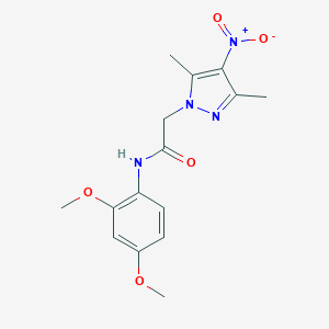 molecular formula C15H18N4O5 B413730 N-(2,4-Dimethoxy-phenyl)-2-(3,5-dimethyl-4-nitro-pyrazol-1-yl)-acetamide 