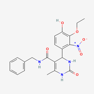 molecular formula C21H22N4O6 B4137305 N-benzyl-4-(3-ethoxy-4-hydroxy-2-nitrophenyl)-6-methyl-2-oxo-1,2,3,4-tetrahydro-5-pyrimidinecarboxamide 