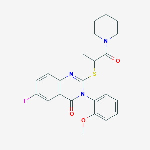 6-iodo-3-(2-methoxyphenyl)-2-{[1-methyl-2-oxo-2-(1-piperidinyl)ethyl]thio}-4(3H)-quinazolinone