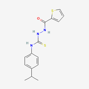 molecular formula C15H17N3OS2 B4137334 N-(4-isopropylphenyl)-2-(2-thienylcarbonyl)hydrazinecarbothioamide 