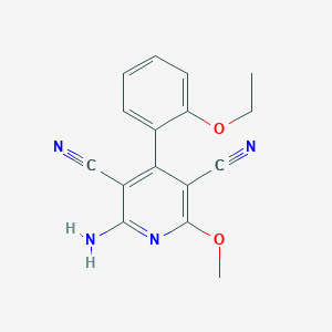 molecular formula C16H14N4O2 B413734 2-Amino-4-(2-ethoxyphenyl)-6-methoxypyridine-3,5-dicarbonitrile 