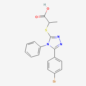 molecular formula C17H14BrN3O2S B4137354 2-{[5-(4-bromophenyl)-4-phenyl-4H-1,2,4-triazol-3-yl]thio}propanoic acid 