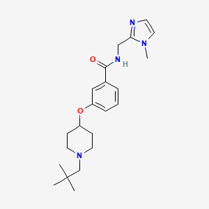 molecular formula C22H32N4O2 B4137371 3-{[1-(2,2-dimethylpropyl)-4-piperidinyl]oxy}-N-[(1-methyl-1H-imidazol-2-yl)methyl]benzamide 