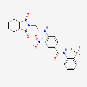 molecular formula C24H23F3N4O5 B4137379 4-{[2-(1,3-dioxooctahydro-2H-isoindol-2-yl)ethyl]amino}-3-nitro-N-[2-(trifluoromethyl)phenyl]benzamide 