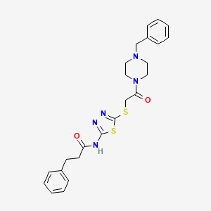 molecular formula C24H27N5O2S2 B4137400 N-(5-{[2-(4-benzyl-1-piperazinyl)-2-oxoethyl]thio}-1,3,4-thiadiazol-2-yl)-3-phenylpropanamide 