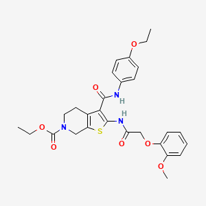 molecular formula C28H31N3O7S B4137405 ethyl 3-{[(4-ethoxyphenyl)amino]carbonyl}-2-{[(2-methoxyphenoxy)acetyl]amino}-4,7-dihydrothieno[2,3-c]pyridine-6(5H)-carboxylate 