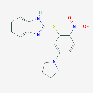 molecular formula C17H16N4O2S B413741 2-(2-Nitro-5-pyrrolidin-1-yl-phenylsulfanyl)-1H-benzoimidazole 