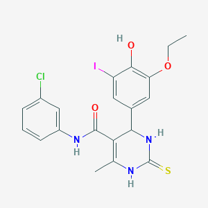 molecular formula C20H19ClIN3O3S B4137540 N-(3-chlorophenyl)-4-(3-ethoxy-4-hydroxy-5-iodophenyl)-6-methyl-2-thioxo-1,2,3,4-tetrahydro-5-pyrimidinecarboxamide 
