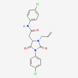 molecular formula C20H17Cl2N3O3 B4137546 2-[3-allyl-1-(4-chlorophenyl)-2,5-dioxo-4-imidazolidinyl]-N-(4-chlorophenyl)acetamide 