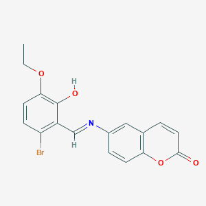 molecular formula C18H14BrNO4 B413755 6-[(6-bromo-3-ethoxy-2-hydroxybenzylidene)amino]-2H-chromen-2-one 