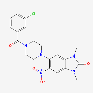 molecular formula C20H20ClN5O4 B4137572 5-[4-(3-chlorobenzoyl)-1-piperazinyl]-1,3-dimethyl-6-nitro-1,3-dihydro-2H-benzimidazol-2-one 