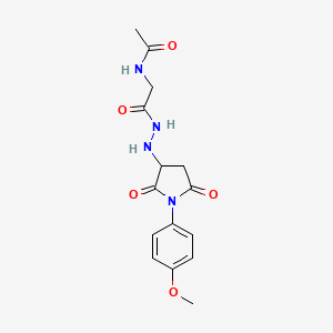 molecular formula C15H18N4O5 B4137596 N-(2-{2-[1-(4-methoxyphenyl)-2,5-dioxo-3-pyrrolidinyl]hydrazino}-2-oxoethyl)acetamide 