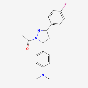 molecular formula C19H20FN3O B4137611 4-[1-acetyl-3-(4-fluorophenyl)-4,5-dihydro-1H-pyrazol-5-yl]-N,N-dimethylaniline 