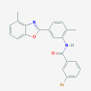 molecular formula C22H17BrN2O2 B413762 3-bromo-N-[2-methyl-5-(4-methyl-1,3-benzoxazol-2-yl)phenyl]benzamide 