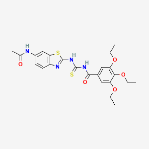 molecular formula C23H26N4O5S2 B4137729 N-({[6-(acetylamino)-1,3-benzothiazol-2-yl]amino}carbonothioyl)-3,4,5-triethoxybenzamide 