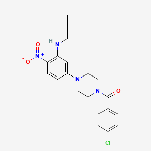 molecular formula C22H27ClN4O3 B4137733 5-[4-(4-chlorobenzoyl)-1-piperazinyl]-N-(2,2-dimethylpropyl)-2-nitroaniline 