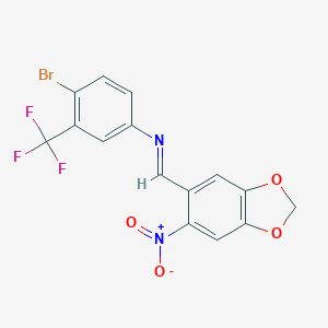 molecular formula C15H8BrF3N2O4 B413774 N-[4-bromo-3-(trifluoromethyl)phenyl]-1-(6-nitro-1,3-benzodioxol-5-yl)methanimine 