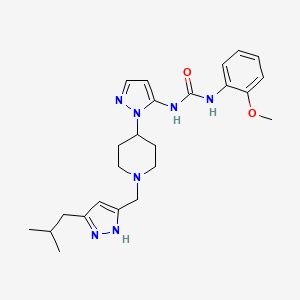 molecular formula C24H33N7O2 B4137766 N-(1-{1-[(5-isobutyl-1H-pyrazol-3-yl)methyl]-4-piperidinyl}-1H-pyrazol-5-yl)-N'-(2-methoxyphenyl)urea 