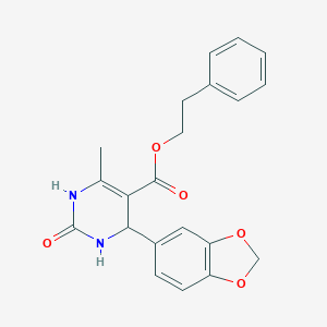 molecular formula C21H20N2O5 B413780 2-Phenylethyl 4-(1,3-benzodioxol-5-yl)-6-methyl-2-oxo-1,2,3,4-tetrahydropyrimidine-5-carboxylate 